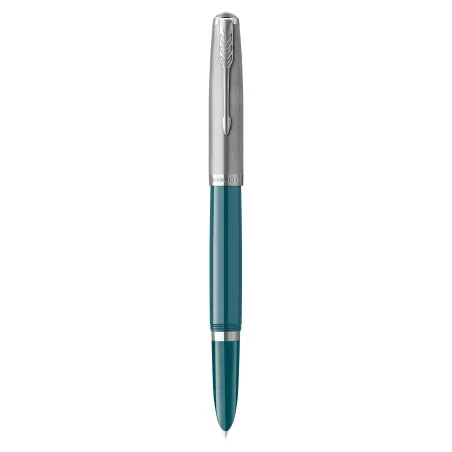 PARKER 51 Stylo Plume - Corps Résine bleu canard + Capuchon inox poli - Plume moyenne - Coffret cadeau