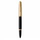 PARKER 51 Deluxe Stylo Plume - Corps Résine Noire + Capuchon plaqué or - Plume fine 18k - Coffret cadeau