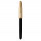 PARKER 51 Deluxe Stylo Plume, Corps Résine Noire + Capuchon plaqué or, Plume moyenne 18k, Coffret cadeau