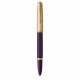 PARKER 51 Deluxe Stylo Plume - Corps Résine Prune + Capuchon plaqué or - Plume fine 18k - Coffret cadeau