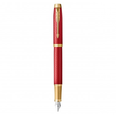 PARKER IM PREMIUM Stylo plume - Rouge - Plume fine - encre bleue - Coffret cadeau