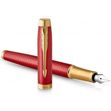 PARKER IM PREMIUM Stylo plume, Rouge, Plume fine, encre bleue, Coffret cadeau