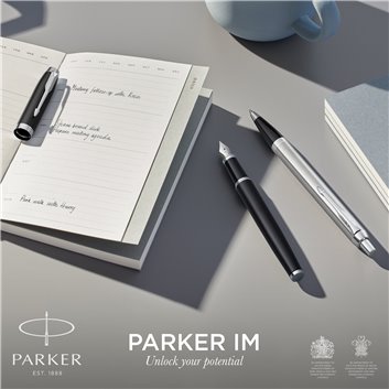 PARKER IM ESSENTIEL Stylo plume - Acier - Plume fine - encre bleue - Coffret cadeau