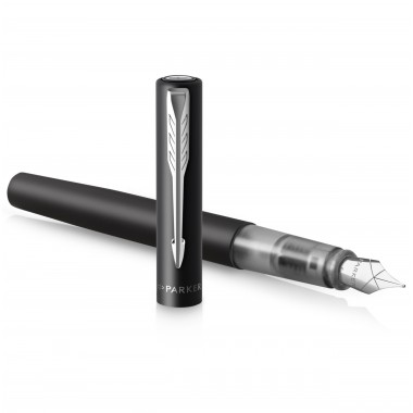 PARKER VECTOR XL Stylo plume - laque noire métallisée sur laiton - plume moyenne - encre bleue - Coffret cadeau