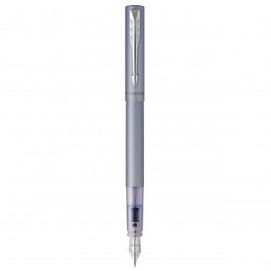 PARKER VECTOR XL Stylo plume - laque bleu-argent métallisée sur laiton - plume moyenne - encre bleue - Coffret cadeau