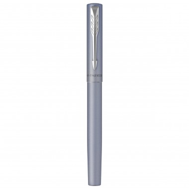 PARKER VECTOR XL Stylo plume, laque bleu-argent métallisée sur laiton, plume moyenne, encre bleue, Coffret cadeau