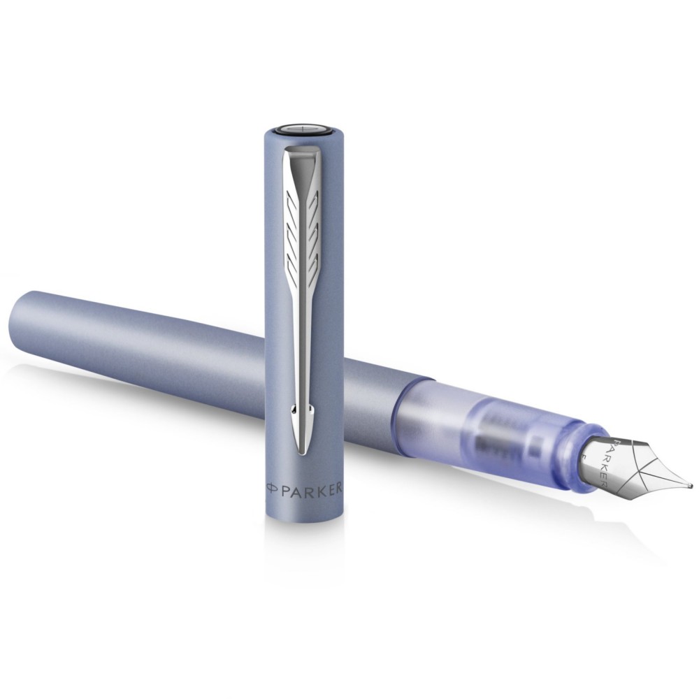 PARKER VECTOR XL Stylo plume, laque bleu-argent métallisée sur