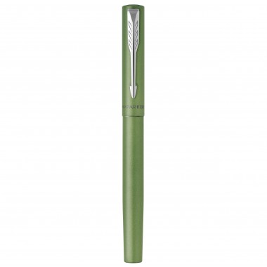 PARKER VECTOR XL Stylo plume, laque verte métallisée sur laiton, plume moyenne, encre bleue, Coffret cadeau