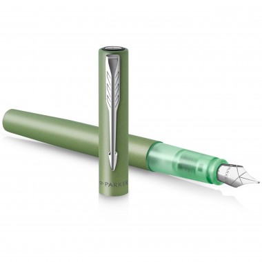 PARKER VECTOR XL Stylo plume - laque verte métallisée sur laiton - plume moyenne - encre bleue - Coffret cadeau