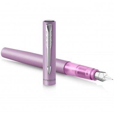 PARKER VECTOR XL Stylo plume, laque lilas métallisée sur laiton, plume moyenne, encre bleue, Coffret cadeau