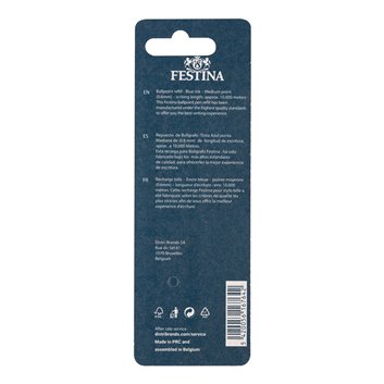 2 Recharge bille FESTINA  metal bleue M