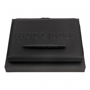 Parure HUGO BOSS Label Black (Stylo Bille HUGO BOSS & Conférencier HUGO BOSS A5)