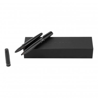 Parure HUGO BOSS Illusion Gear Black (Stylo Bille HUGO BOSS & Roller HUGO BOSS)