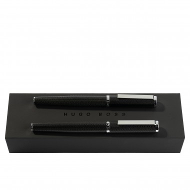 Parure HUGO BOSS Formation Herringbone Chrome (Roller HUGO BOSS & Stylo Plume HUGO BOSS)