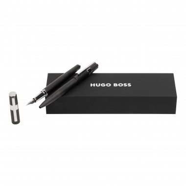 Parure HUGO BOSS Gear Pinstripe Black / Chrome (Stylo Bille HUGO BOSS & Stylo Plume HUGO BOSS)