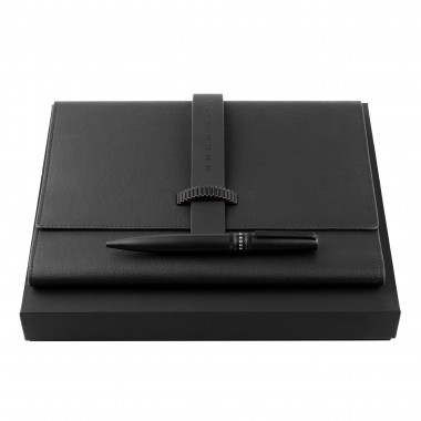 Parure HUGO BOSS Illusion Gear Black (Stylo Bille HUGO BOSS & écritoire A5)