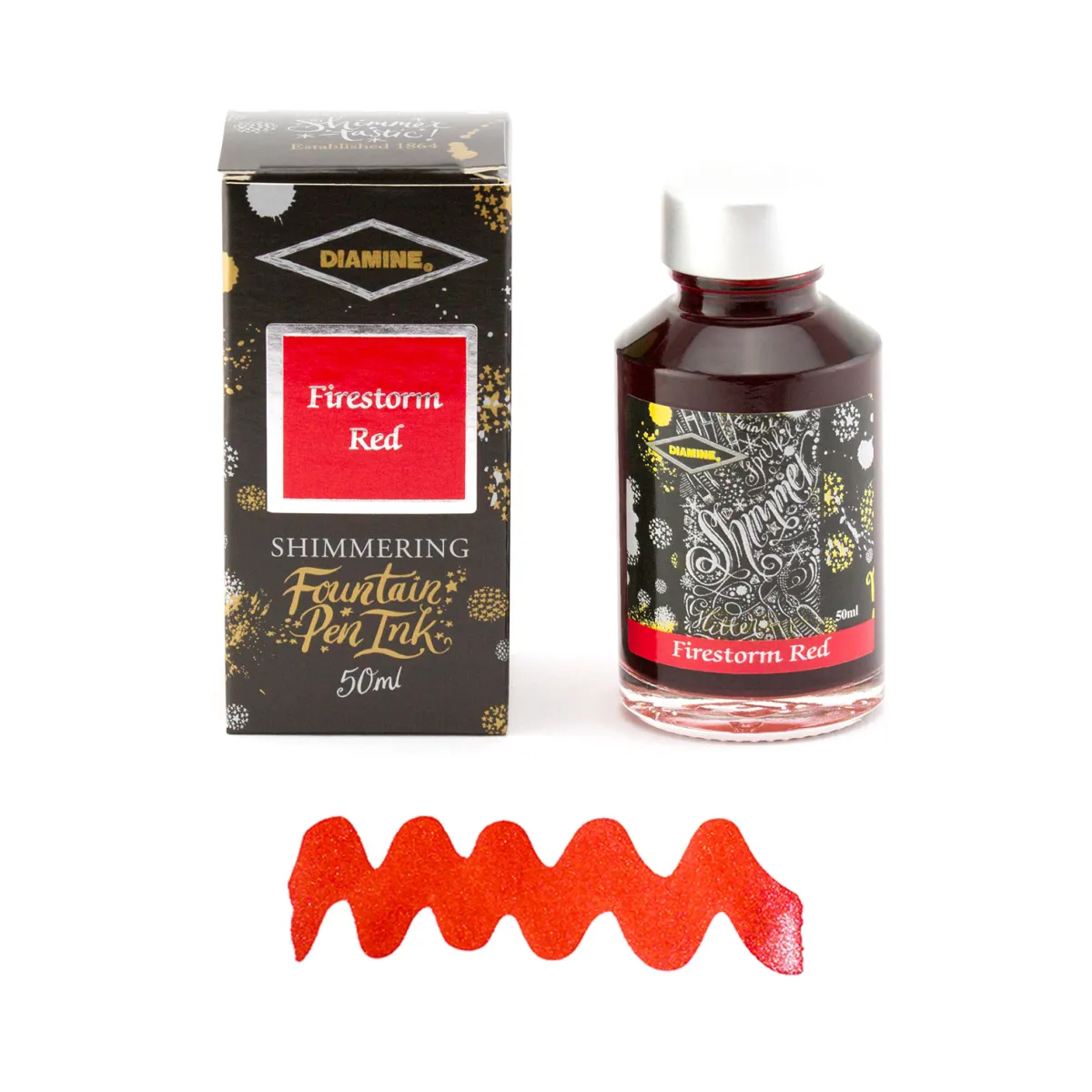 Flacon d'Encre Diamine   Firestorm Red   50 ml   Shimmering