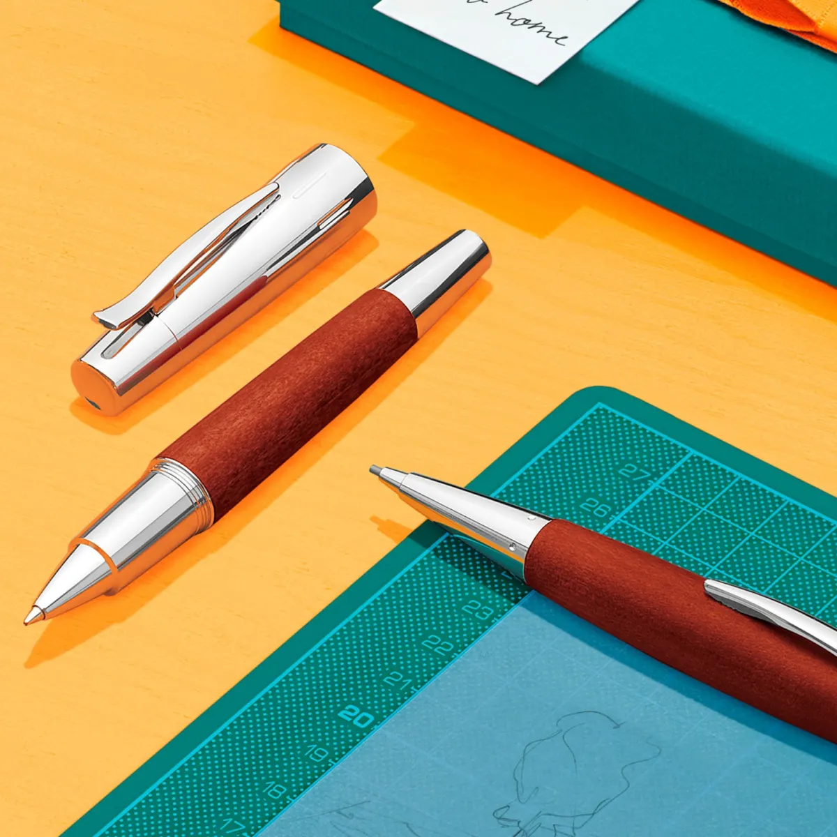 Stylo roller Faber-Castell e-motion Bois de Poirier Automne