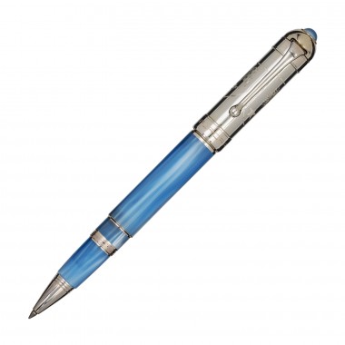 Roller AURORA - Argent Massif et Marbre Bigarré Bleu Clair