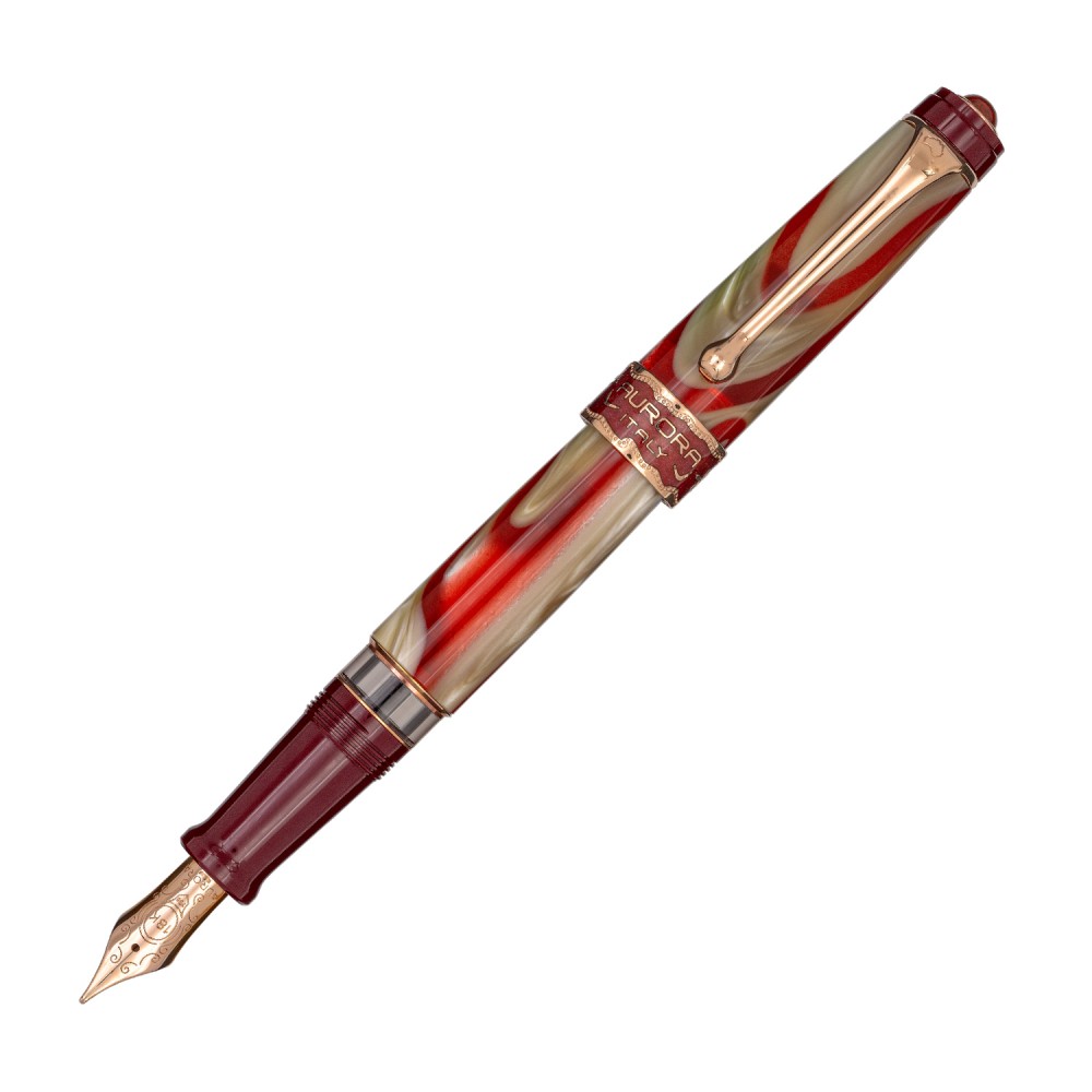 Stylo-plume AURORA Oceania Édition Limitée - Résine Marbrée Rouge et Sable - Attributs Plaqués Or Rose Stylo-plume AURORA Oceania Édition Limitée - Résine Marbrée Rouge et Sable - Attributs Plaqués Or Rose