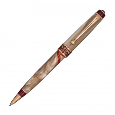 Stylo Bille AURORA Oceania Édition Limitée - Résine Marbrée Rouge et Sable - Attributs Plaqués Or Rose