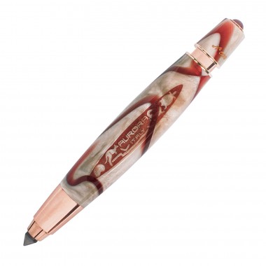 Stylo à Dessin AURORA Oceania Édition Limitée - Résine Marbrée Rouge et Sable - Attributs Plaqués Or Rose