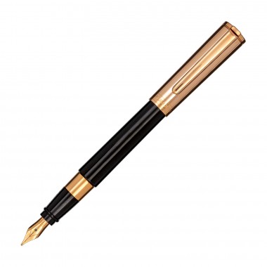 Stylo-plume AURORA Tu Metal Cap - Résine Noire - Attributs en Or Rose