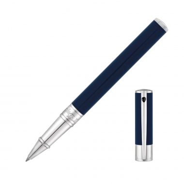 Stylo Roller S.T. Dupont - D-Initial - Bleu et Chrome