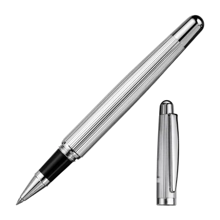 OTTO HUTT DESIGN 02 - ROLLER CORPS & CAPUCHON ARGENT LIGNÉ