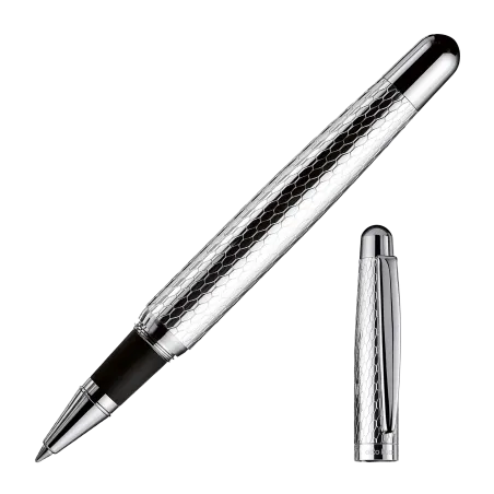 OTTO HUTT DESIGN 02 - ROLLER CORPS & CAPUCHON ARGENT NID D'ABEILLE