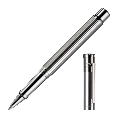 OTTO HUTT DESIGN 04 - ROLLER CORPS ARGENT MASSIF LIGNÉ CAPUCHON LAITON PLATINÉ