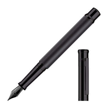 Stylo-Plume M Otto Hutt Design 04 - Guilloché Laqué Noir Mat Et Pvd Noir Lisse - Attributs Pvd Noir