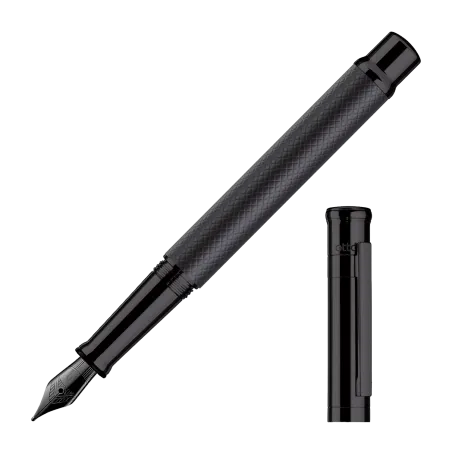 Stylo-Plume M Otto Hutt Design 04 - Guilloché Laqué Noir Mat Et Pvd Noir Lisse - Attributs Pvd Noir