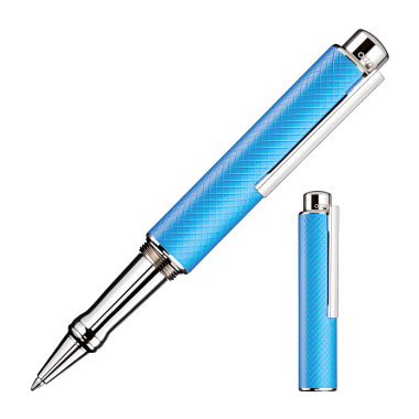 OTTO HUTT DESIGN 05 - BILLE / PEN TOUCH LAITON GUILLOCHÉ LAQUÉ BLEU