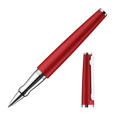 OTTO HUTT DESIGN 06 - ROLLER ALUMINIUM LAQUÉ ROUGE BRILLANT ATTRIBUTS PLATINÉS