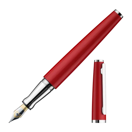 OTTO HUTT DESIGN 06 - PLUME ACIER -M- ALUMINIUM LAQUÉ ROUGE  BRILLANT ATTRIBUTS PLATINÉS