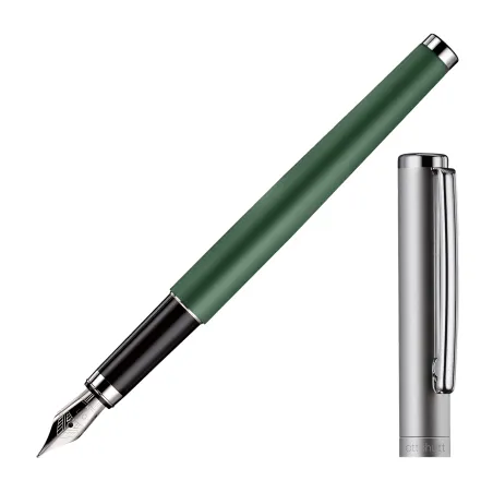 Stylo-Plume Otto Hutt Design 01 Vert Mat & Ruthénium – Plume F – Élégance Moderne