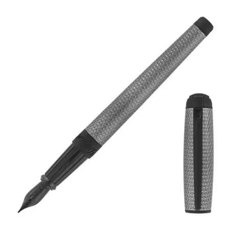 Stylo plume Ligne D Large - Collection Velvet - Laque Graphite - Plume Or 14 Carats