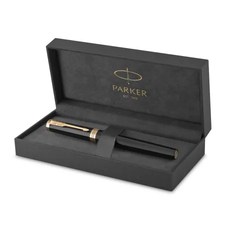 PARKER Duofold Prestige Centennial Stylo plume, Chevron Bleu, Plume fine en or 18K, Coffret cadeau
