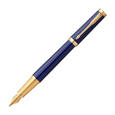 PARKER Duofold Prestige Centennial Stylo plume, Chevron Bleu, Plume fine en or 18K, Coffret cadeau