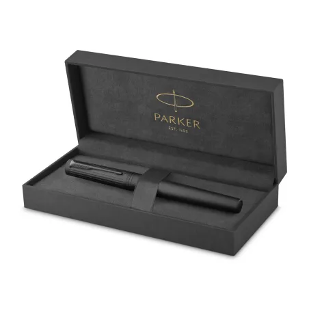 PARKER Duofold Prestige Centennial Stylo plume, Chevron Bleu, Plume fine en or 18K, Coffret cadeau