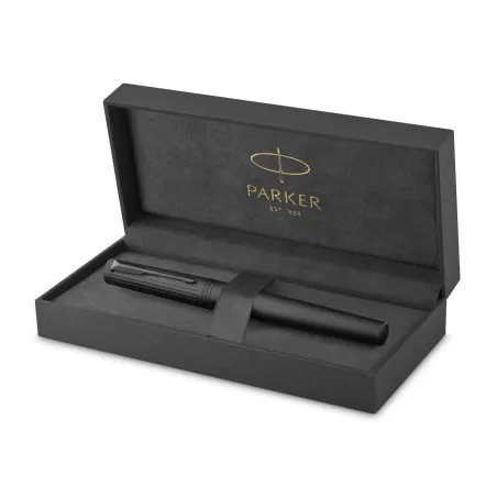 PARKER Sonnet Stylo roller, argent ciselé, Recharge noire pointe fine, Coffret cadeau