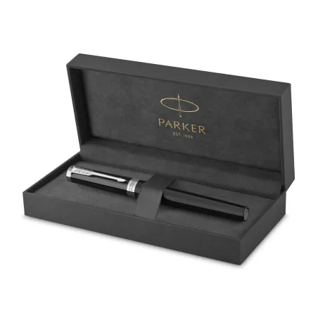 PARKER Duofold Prestige Centennial Stylo plume, Chevron Bleu, Plume fine en or 18K, Coffret cadeau