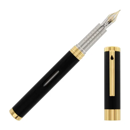 Stylo-plume DIPLOMAT Nexus - Noir/Doré - Plume Or 14 Kt - F