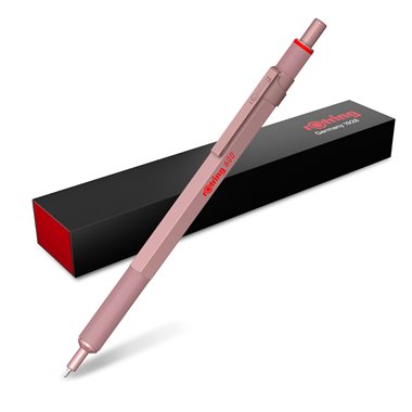 rOtring 600 stylo bille | pointe moyenne | encre noire | corps or rose | rechargeable