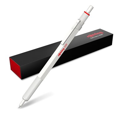 rOtring 600 stylo bille | pointe moyenne | encre noire | corps blanc perle | rechargeable