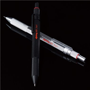 rOtring 600 Stylo multi couleurs et porte mine 3 en 1 | 2 pointes fines stylo bille (encre noire et rouge) | 1 pointe porte mine