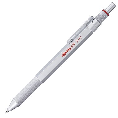 rOtring 600 Stylo multi couleurs et porte mine 3 en 1 | 2 pointes fines stylo bille (encre noire et rouge) | 1 pointe porte mine