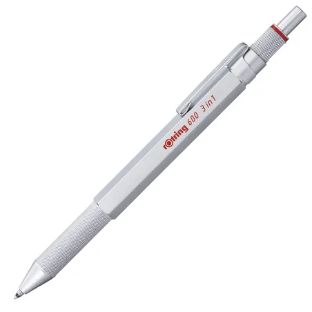 rOtring 600 Stylo multi couleurs et porte mine 3 en 1 | 2 pointes fines stylo bille (encre noire et rouge) | 1 pointe porte mine