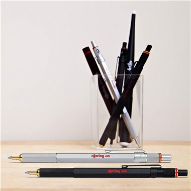rOtring 800 stylo bille | pointe moyenne | encre noir | corps argenté | rechargeable